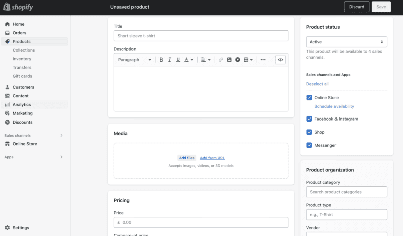 add shopify product step 3