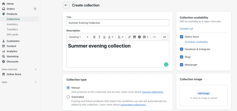 create shopify collection page image