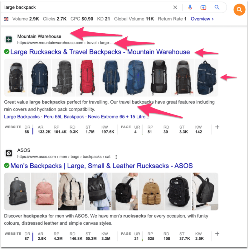 meta description in the SERPs