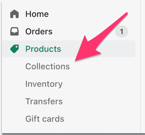 shopify products & collections in dashboard